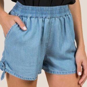 High Rise Denim Chambray Flowy Shorts